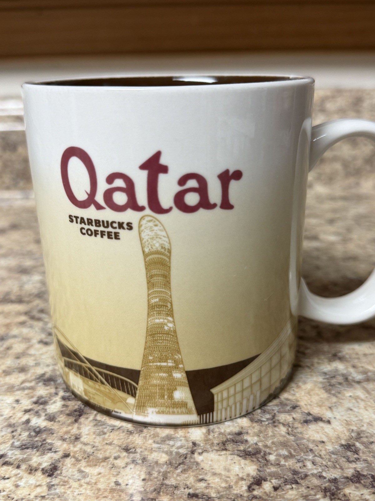 RARE 2011 Starbucks Qatar Coffee Mug Global Icon Series Beige 16 oz Collectible RARE 2011 Starbucks Qatar Coffee Mug Global Icon Series Beige 16 oz Collectible