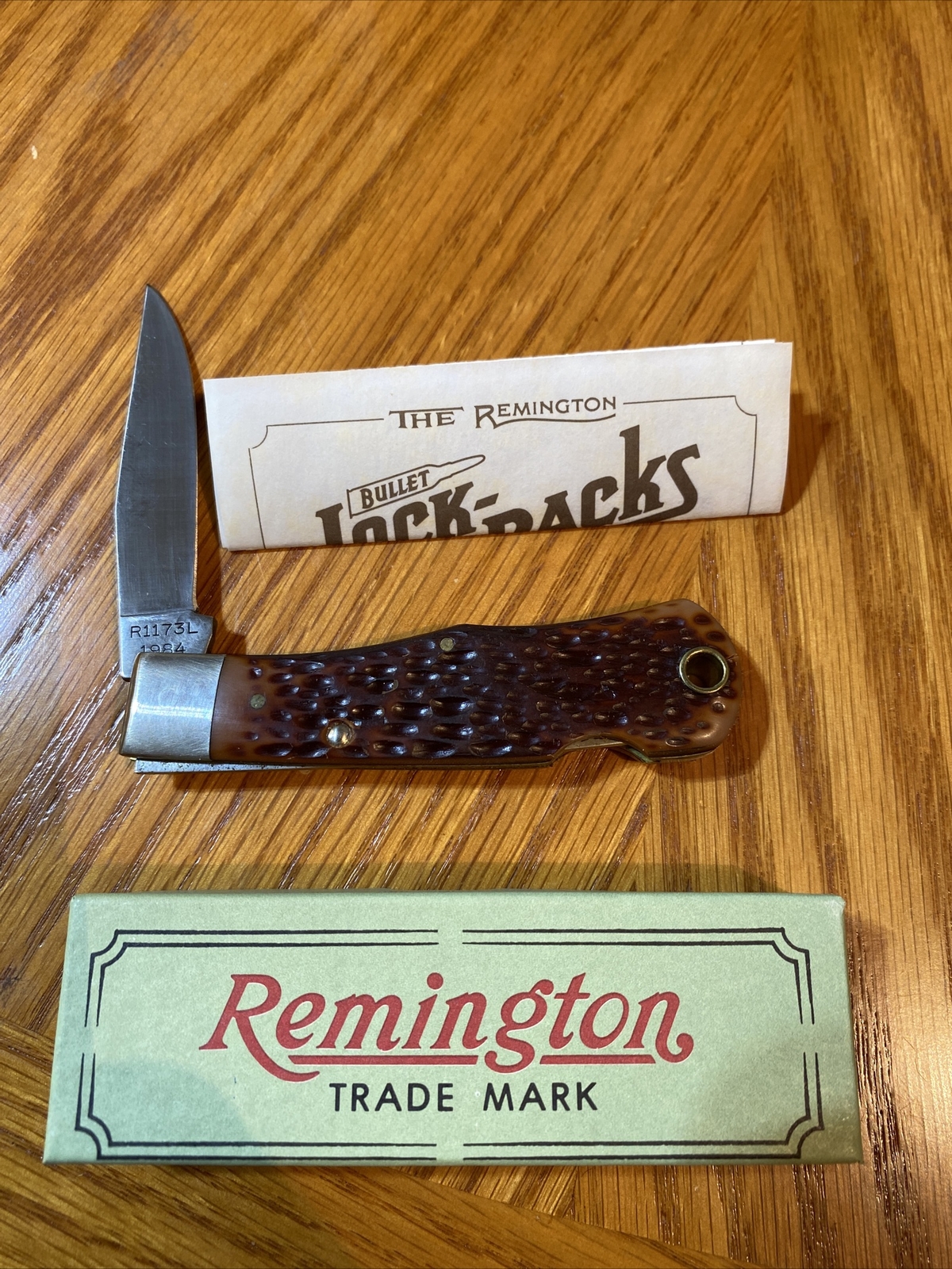 1984 Remington Lockback Bullet Knife R1173L W/ Box And Original Paperwork.