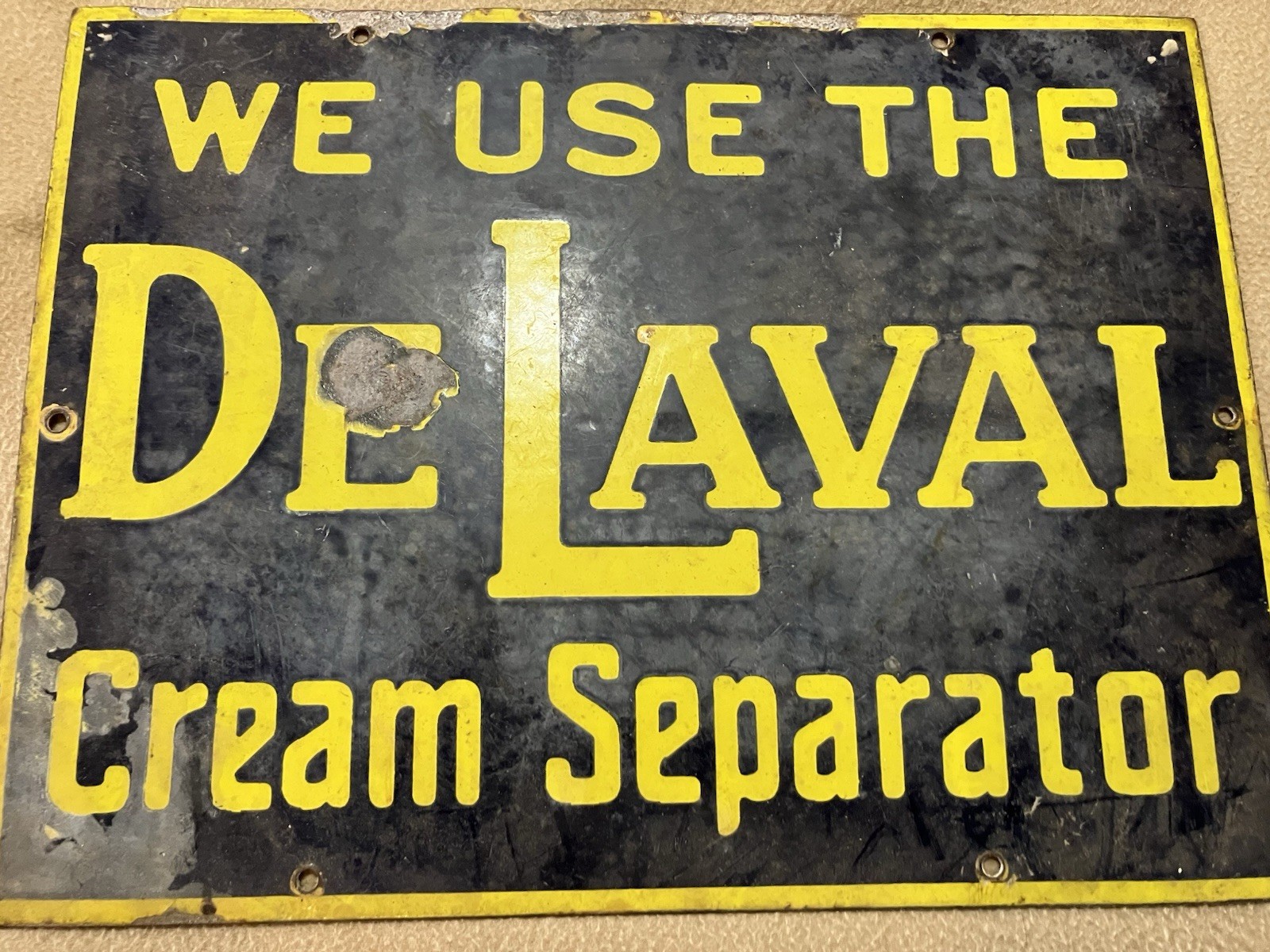 Vintage 1930s Original Porcelain De Laval Delaval Cream Separator Sign - RARE