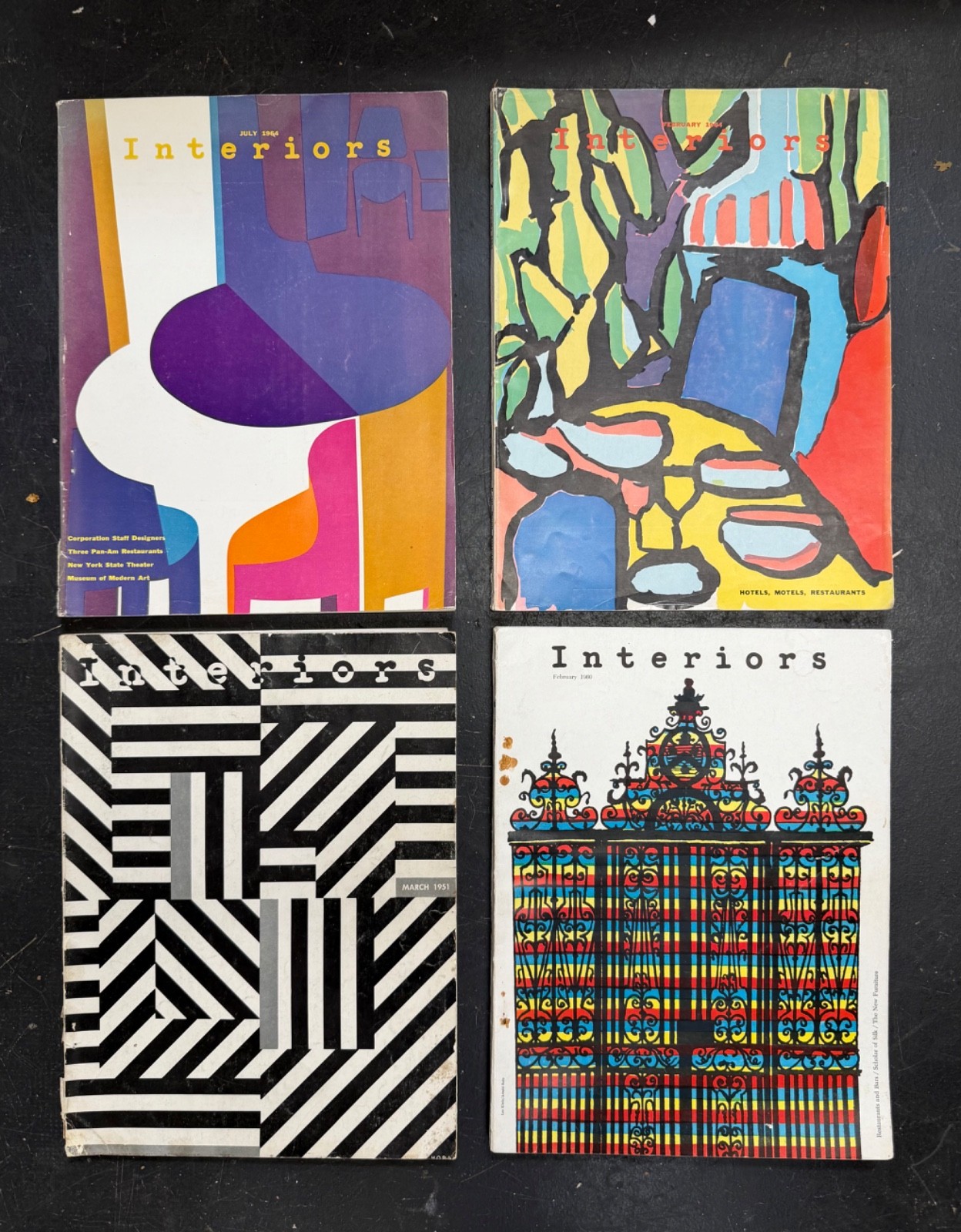 VINTAGE INTERIORS MAGAZINE LOT of 4 MCM 1950's 1960s MID CENTURY EAMES ERA DECOR