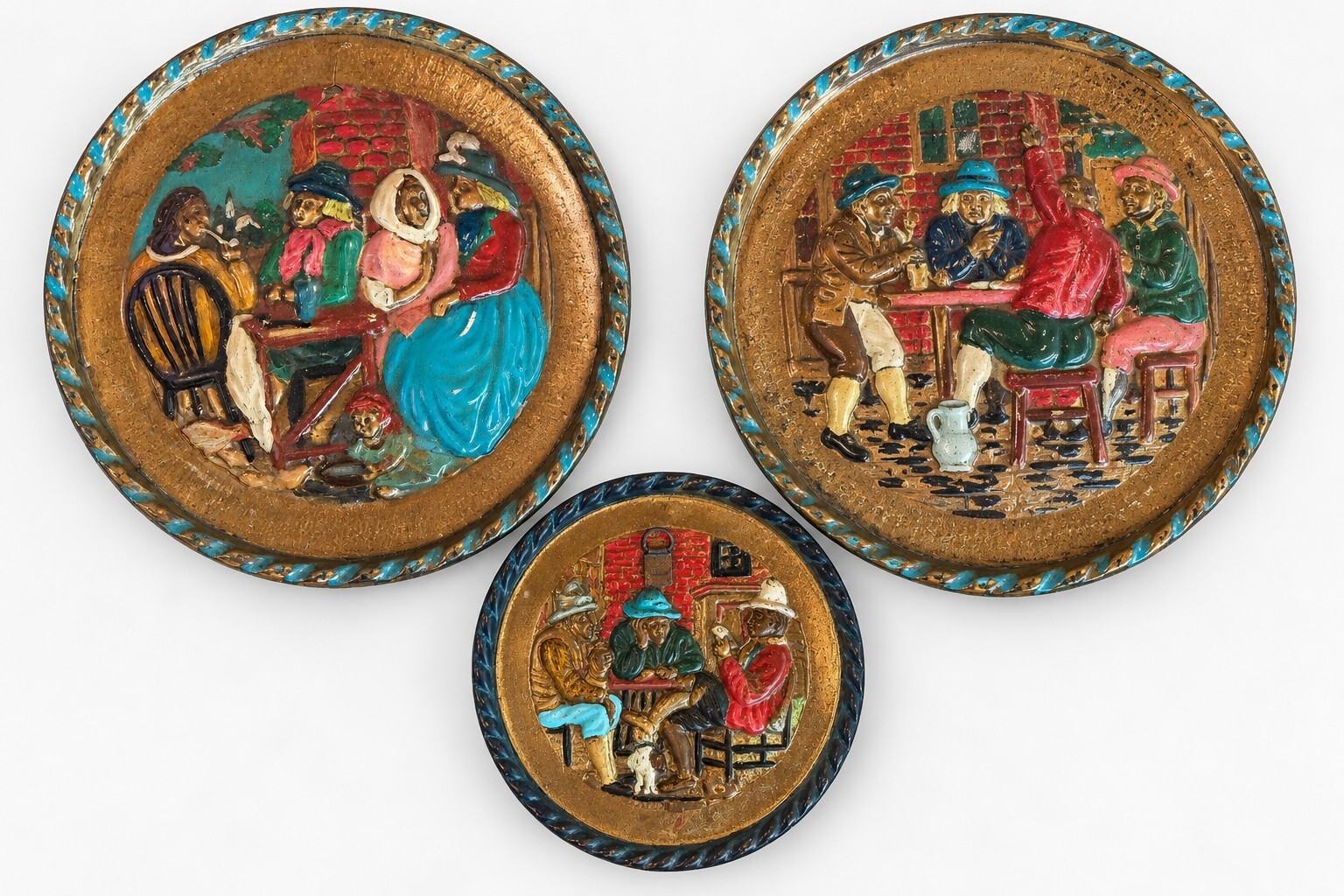 Vintage Peerage England Tavern Pub Wall Plaques Hand Painted Metal Set of 3 Vintage Peerage England Tavern Pub Wall Plaques Hand Painted Metal Set of 3