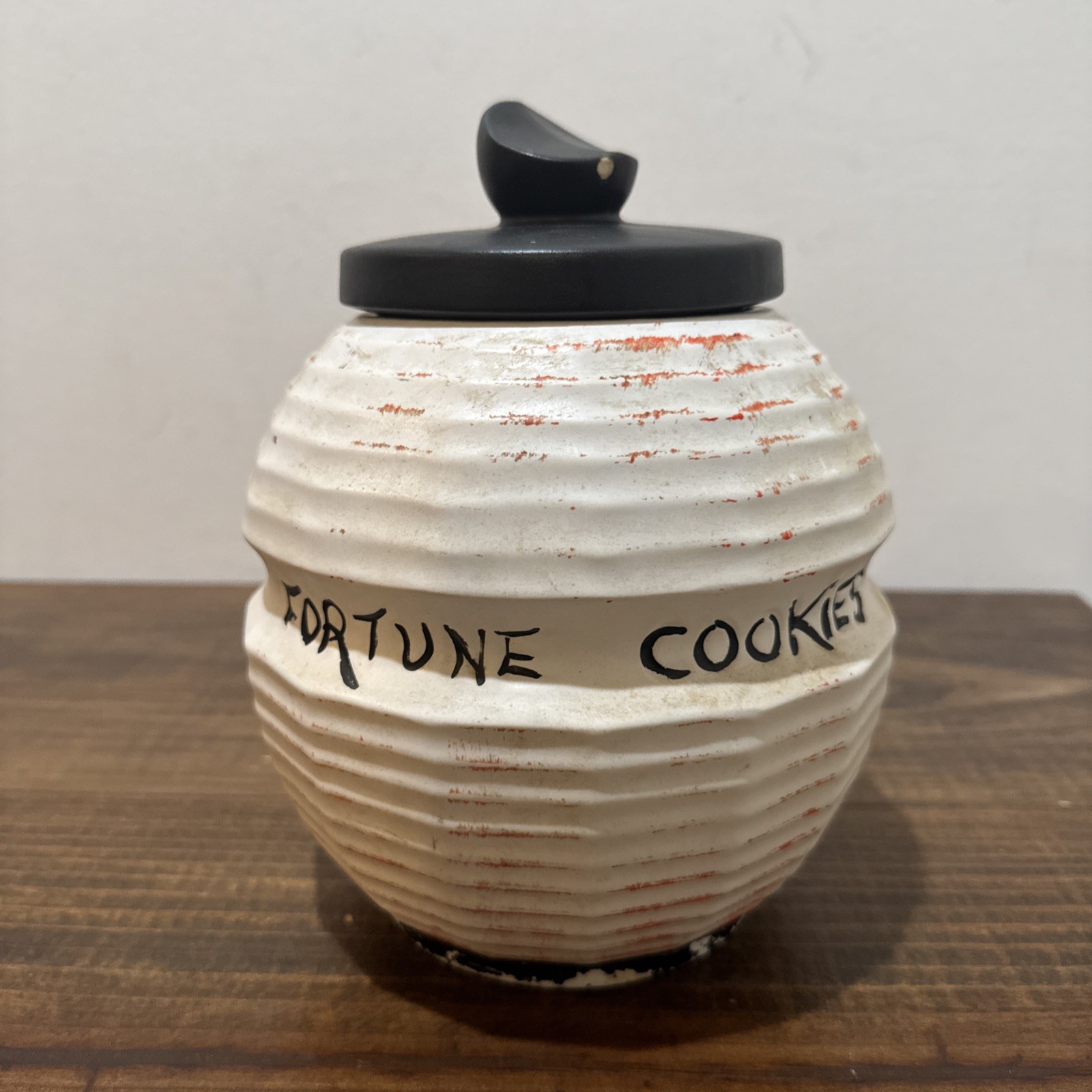 Vintage McCoy Pottery Cookie Jar Chinese Lantern Fortune Cookie w Lid Vintage McCoy Pottery Cookie Jar Chinese Lantern Fortune Cookie w Lid