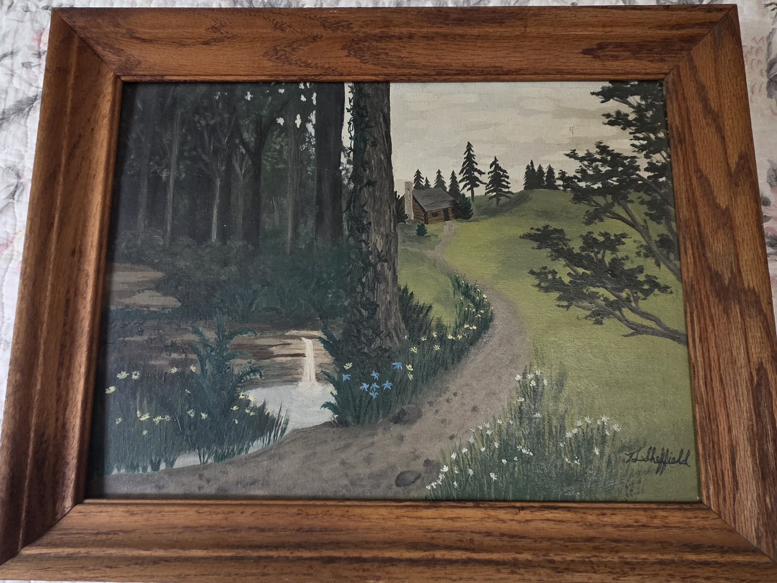 Original Mid-Century Oil Painting by Thelma Sheffield. Signed, Framed and Dated Original Mid-Century Oil Painting by Thelma Sheffield. Signed, Framed and Dated