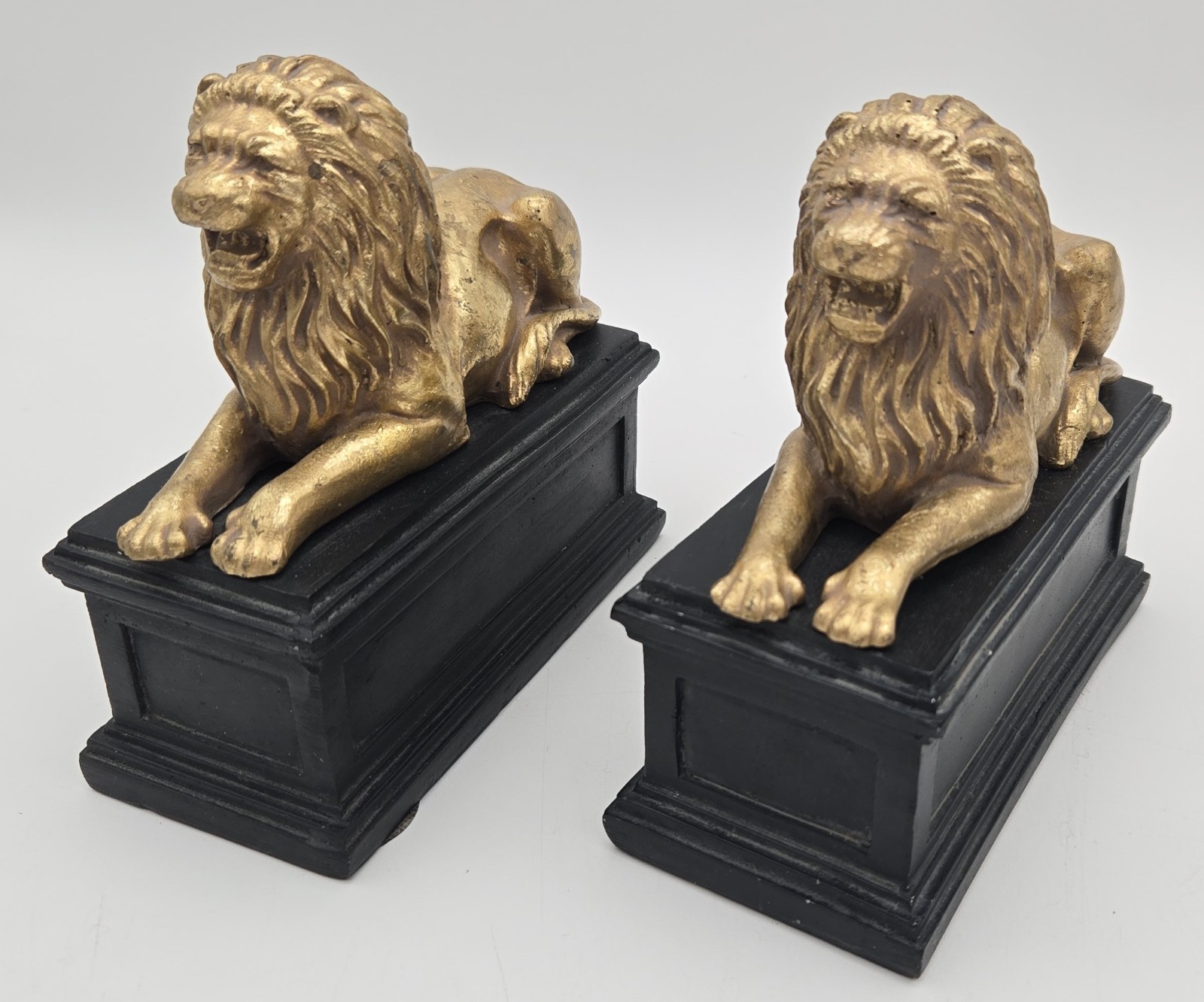 Hollywood Regency Style Roaring Lion Sculpture Bookends