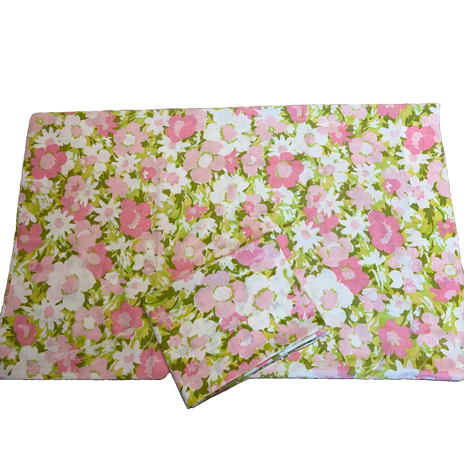 Vintage Pink Floral Pillowcases Set Of 2 Pastel Standard Size Made in USA