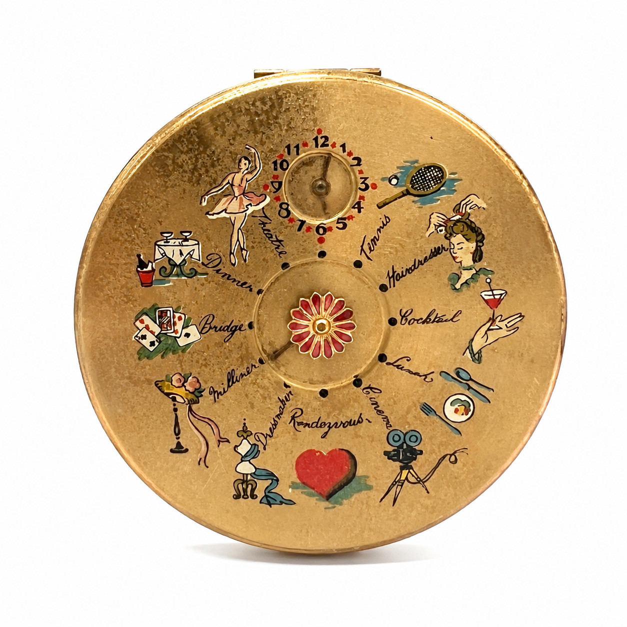 Vintage 1950s Le Rage Rendezvous Dial-A-Date Powder Compact England 4\