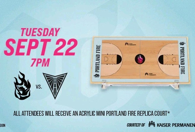 Portland Fire WNBA 2026 fan appreciation night Court Replica 9/22