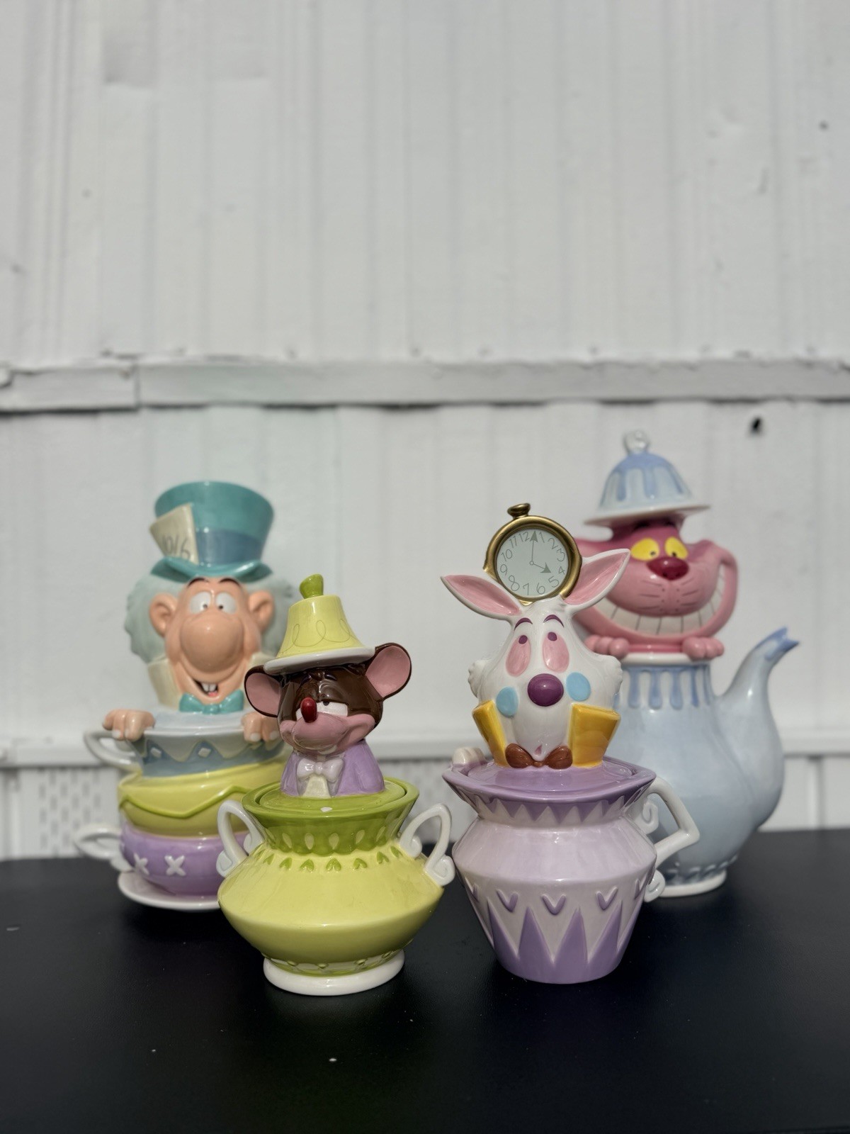RARE 2005 4 Jar Disney Alice in Wonderland Canister/Cookie Jar Set NEW NIOB MINT