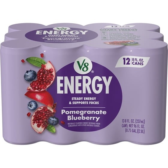 V8 Energy Pomegranate Blueberry Energy Drink, 8 fl oz Can, 12 Pack V8 Energy Pomegranate Blueberry Energy Drink, 8 fl oz Can, 12 Pack