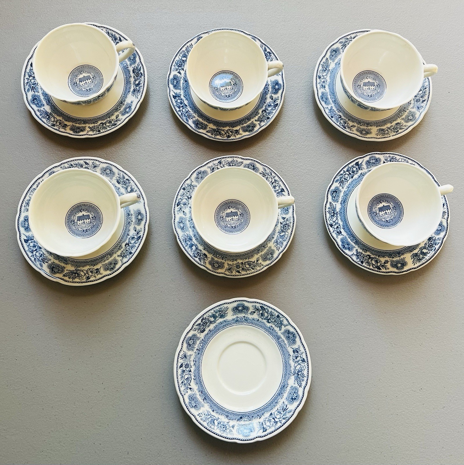 Wedgwood Yale Branford Founder's House Fine China Tea Cup and Saucer (6 Sets) Wedgwood Yale Branford Founder's House Fine China Tea Cup and Saucer (6 Sets)