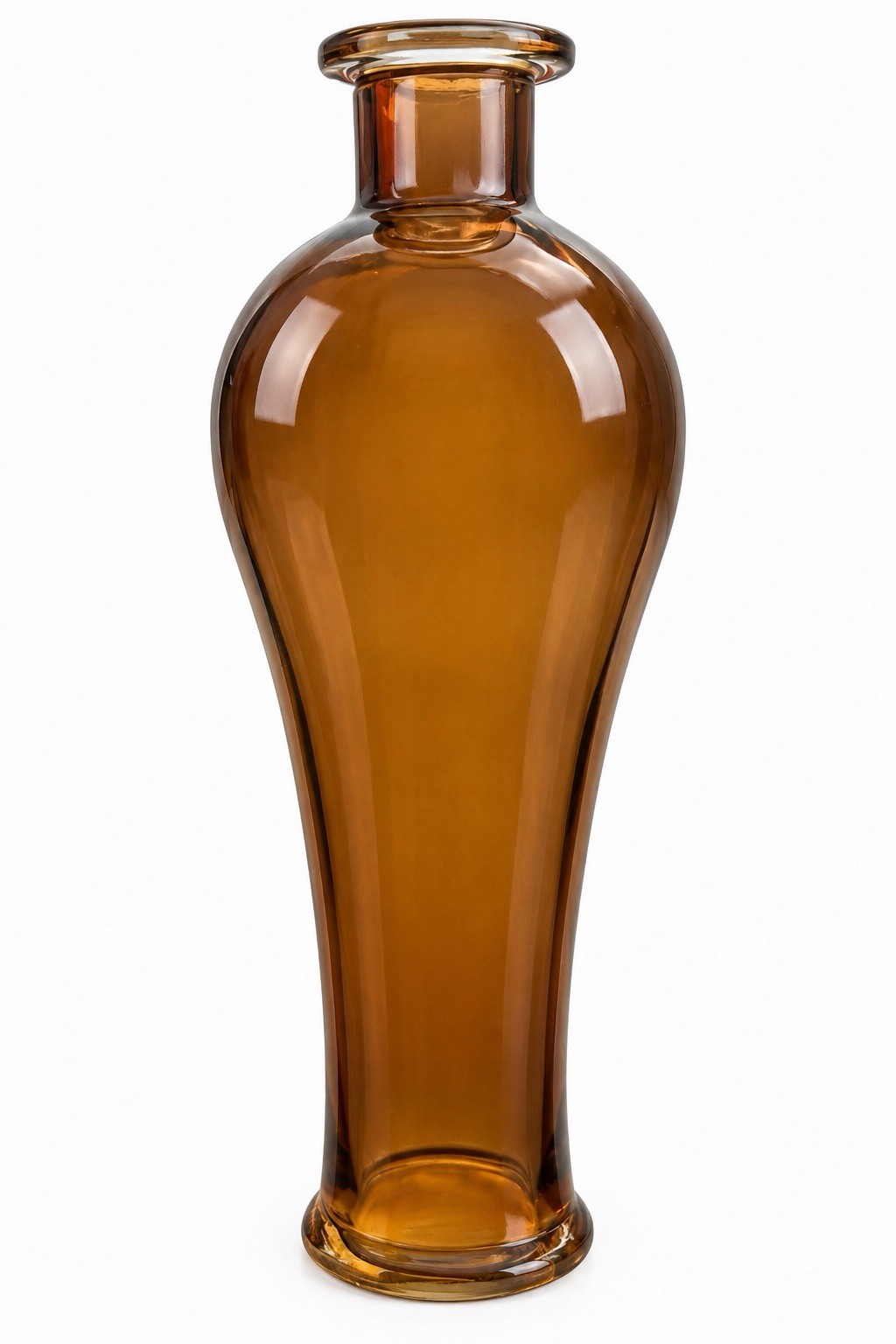 Amber Brown Glass Bottle Vase 10” Spanish Recycled Vidrios San Miguel Style