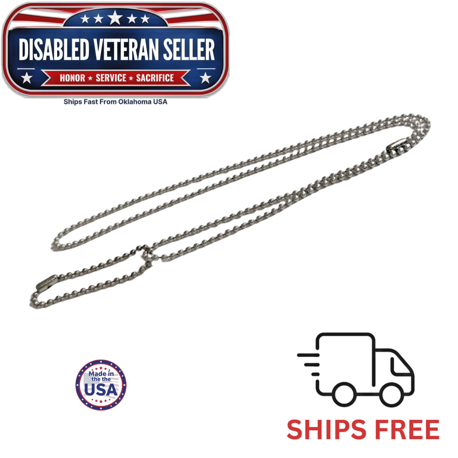 US Military Issue Premium Stainless Steel Dog Tag Chain Set (24 in. & 4.5 in.) US Military Issue Premium Stainless Steel Dog Tag Chain Set (24 in. & 4.5 in.)