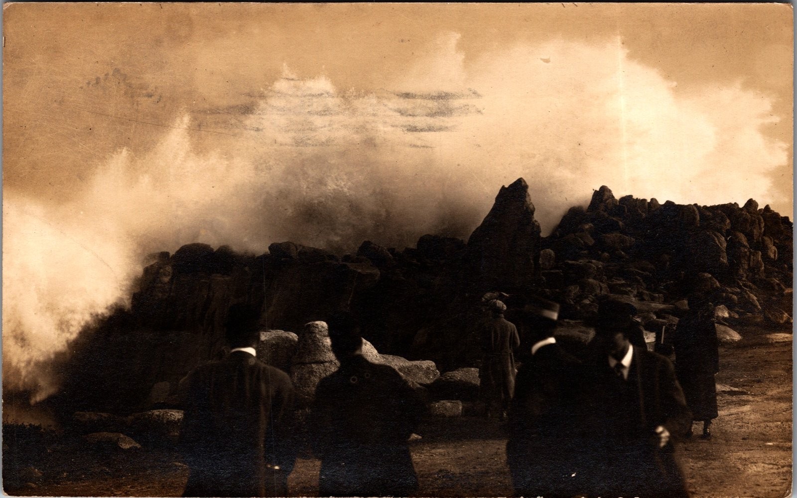 1915 RPPC Waves at Lovers Point Pacific Grove California Postcard