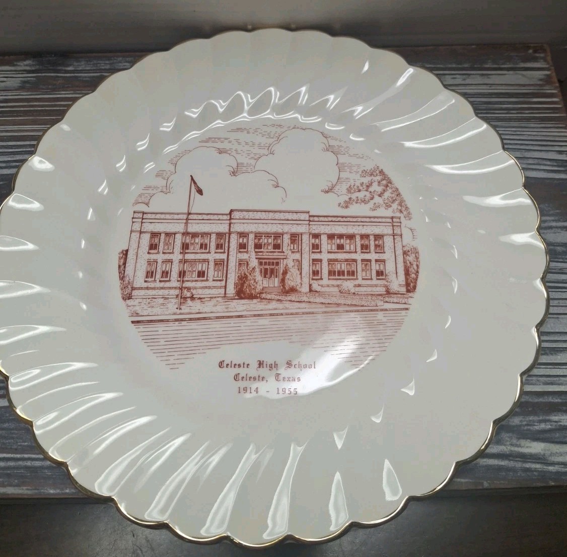 Historical 1955 Celeste HIGH School Commerative PLATE CELESTE TEXAS Myott Eng Historical 1955 Celeste HIGH School Commerative PLATE CELESTE TEXAS Myott Eng