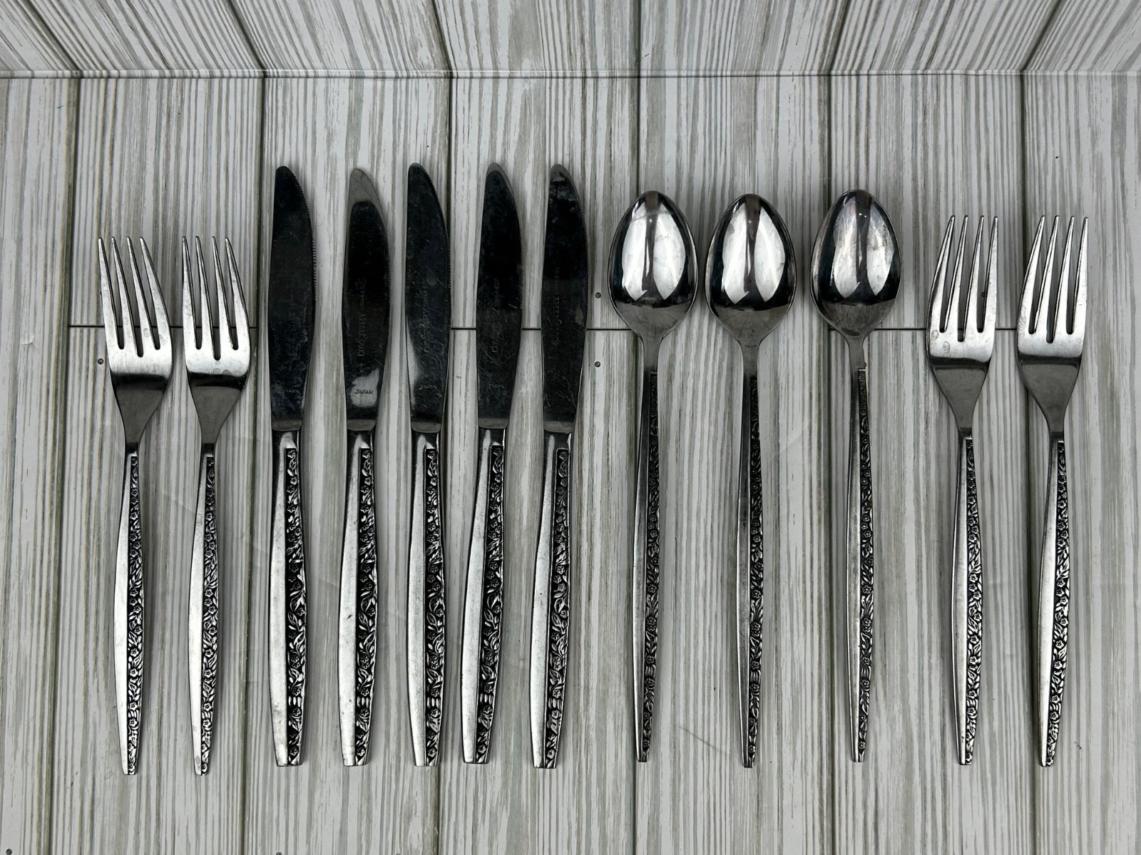 Vintage Coventry Stainless Bouquet Flatware Silverware Knives Forks Tea Spoons Vintage Coventry Stainless Bouquet Flatware Silverware Knives Forks Tea Spoons