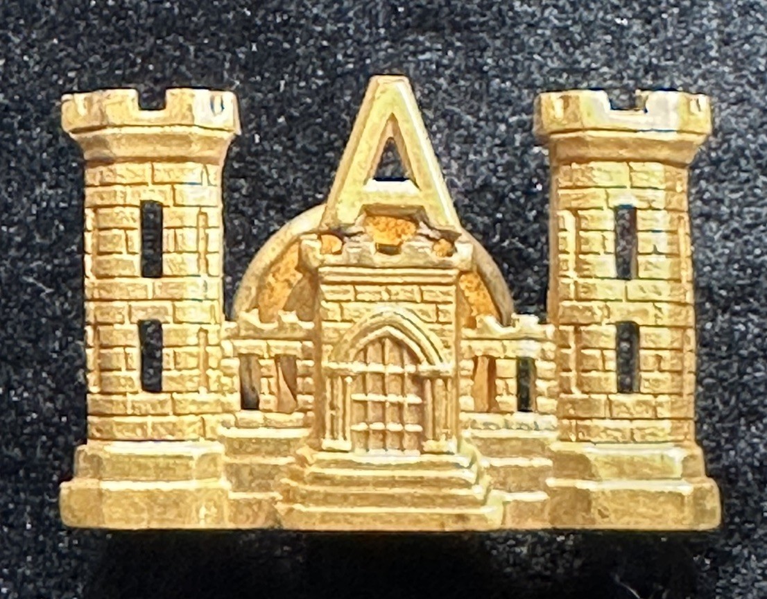 Detailed SAW Brass Engineer Co. A 1896 Cap Insignia - Screw In Back. Nice