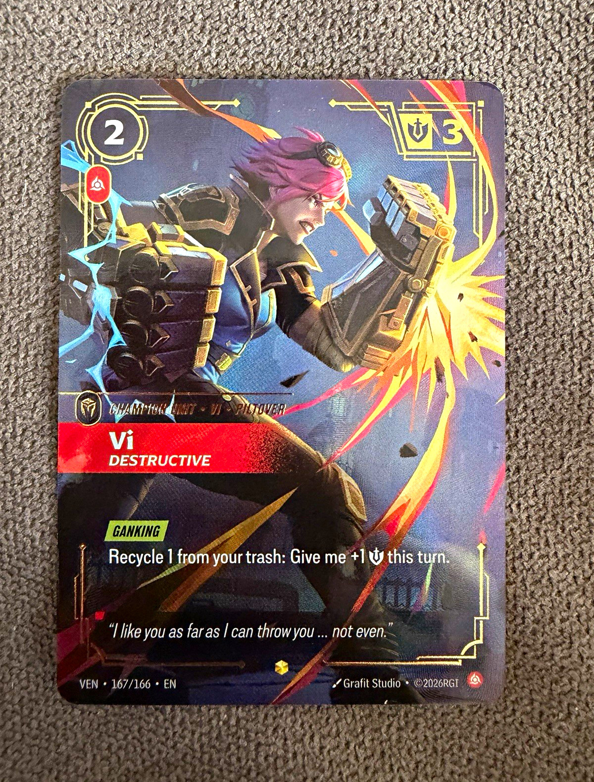 Riftbound TCG Vi Champion Unit Ganking 167/166 English