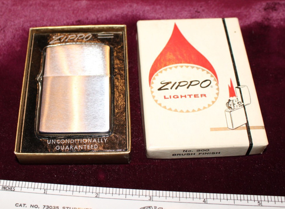 Vintage 1965 Unfired Zippo Lighter IN BOX NO. 200 BRUSH FINISH