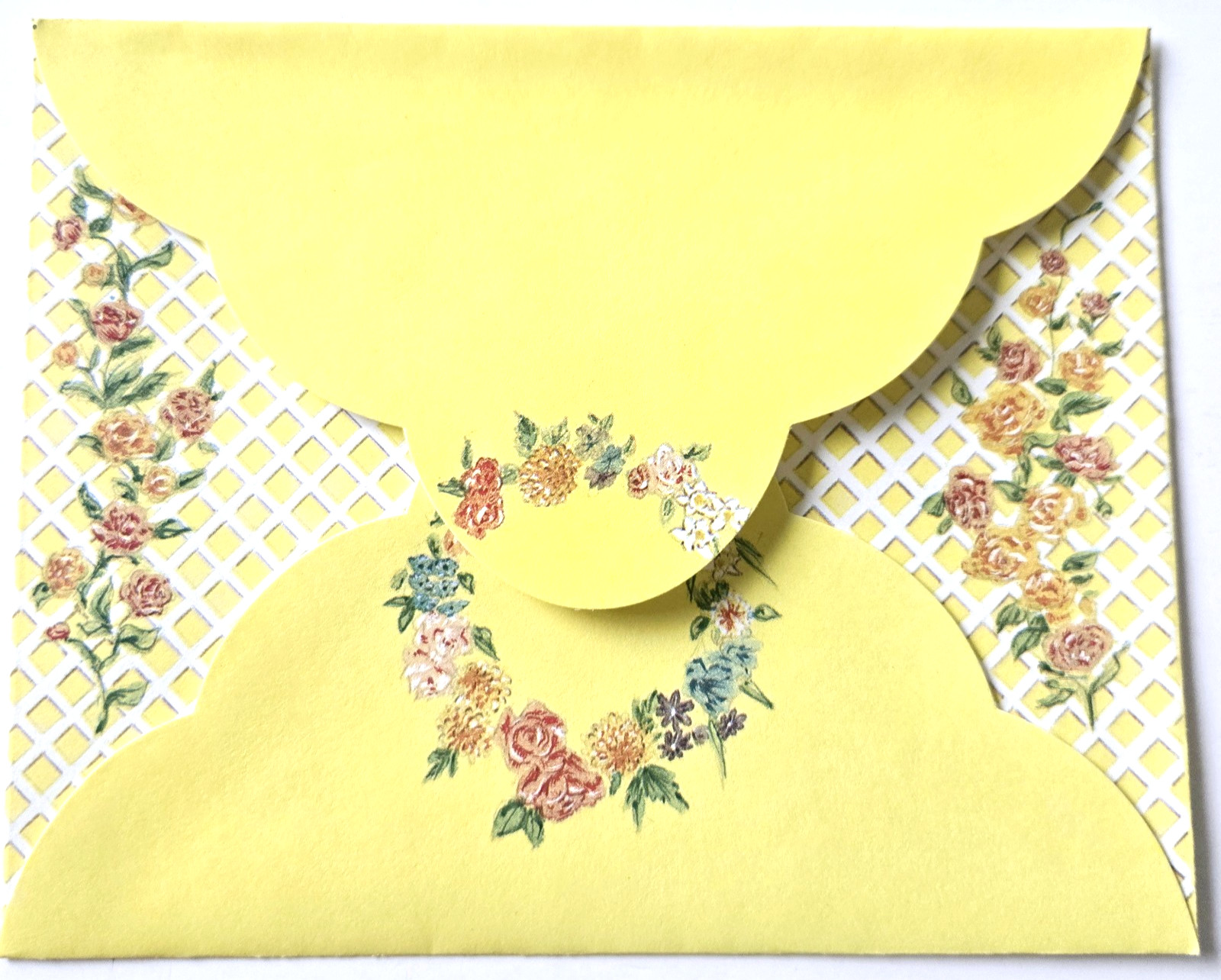 Vintage Stationery Fold A Note Postalette Pretty Flowers on Yellow