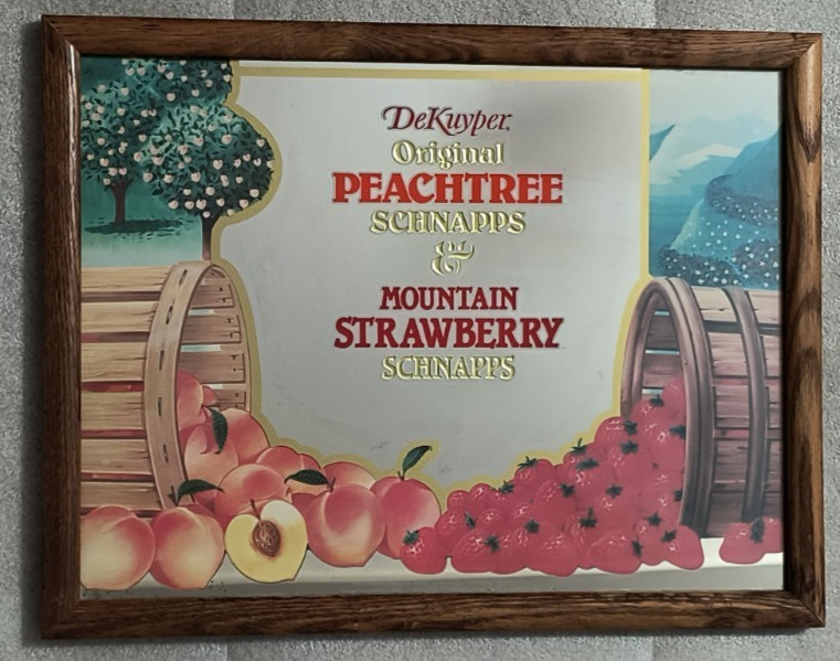 Vintage Dekuyper Original Peachtree & Mtn Strawberry Schnapps Mirror 22\ Vintage Dekuyper Original Peachtree & Mtn Strawberry Schnapps Mirror 22\