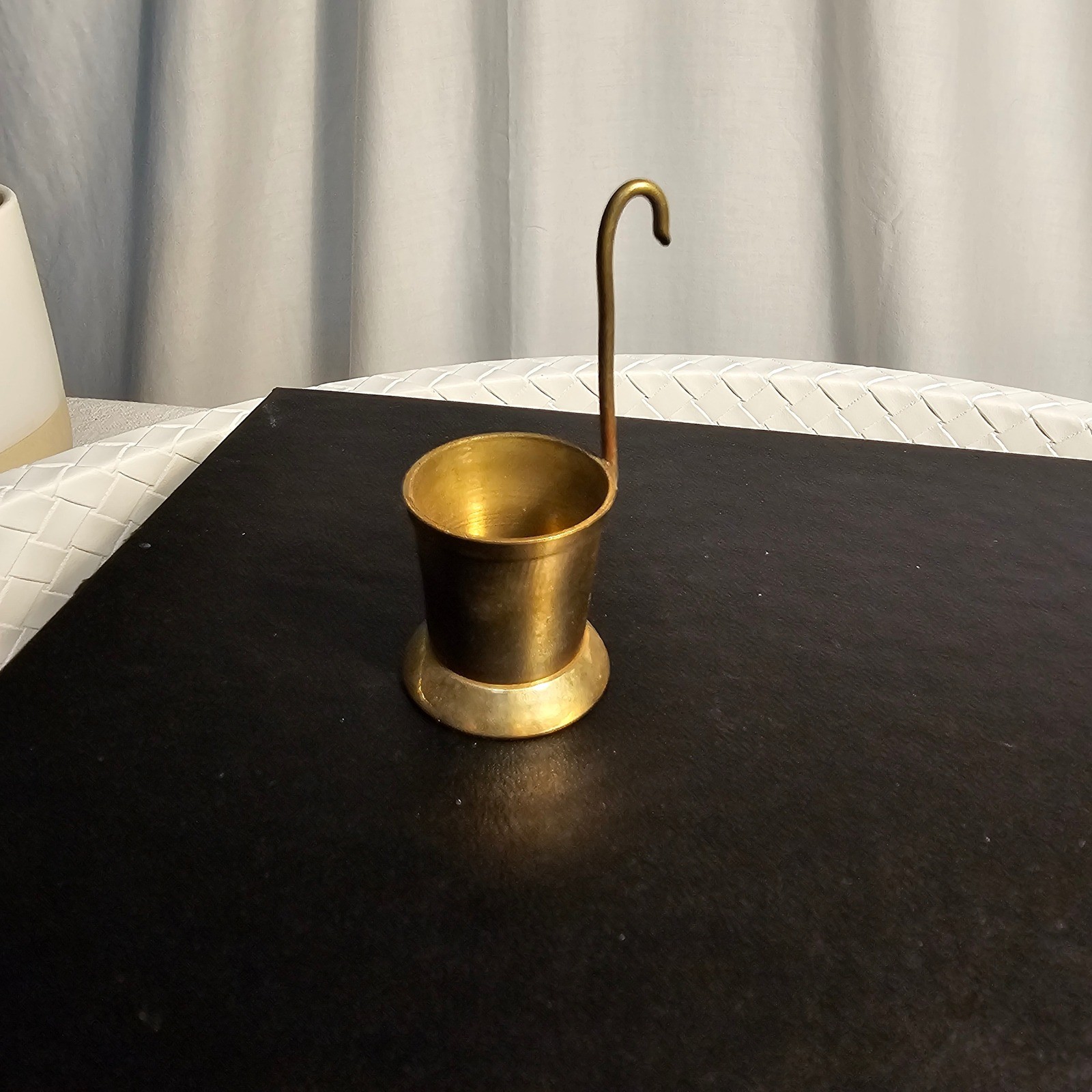 Vintage Solid Brass Miniature Bucket with Shepherd Hook Handle Made in India Vintage Solid Brass Miniature Bucket with Shepherd Hook Handle Made in India