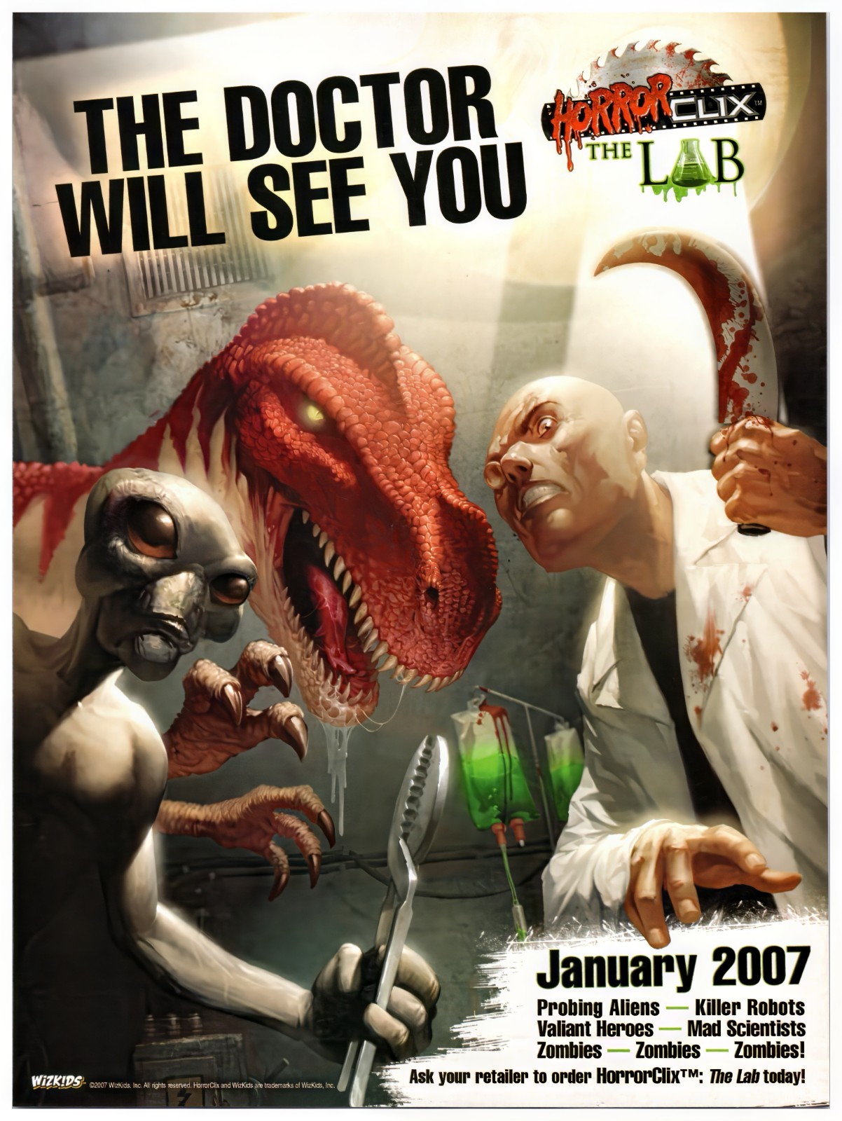 HorrorClix Miniatures Game The Lab - Original WizKids Print Ad - Promo 2007