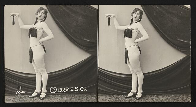 Photo:1926 Flapper Dancer Woman Tassel Costume Studio Portrait Stereoview