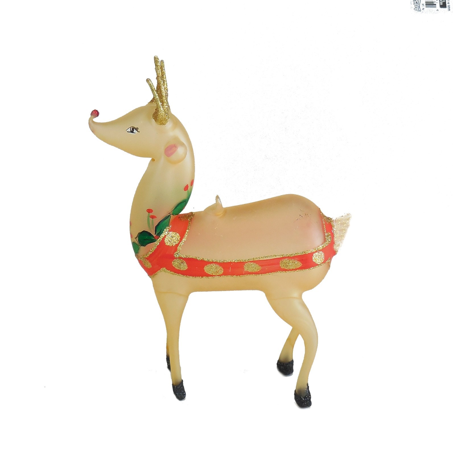 Vintage Hand Blown Glass Reindeer Frosted Satin 1970s Christmas Ornament /Figure Vintage Hand Blown Glass Reindeer Frosted Satin 1970s Christmas Ornament /Figure