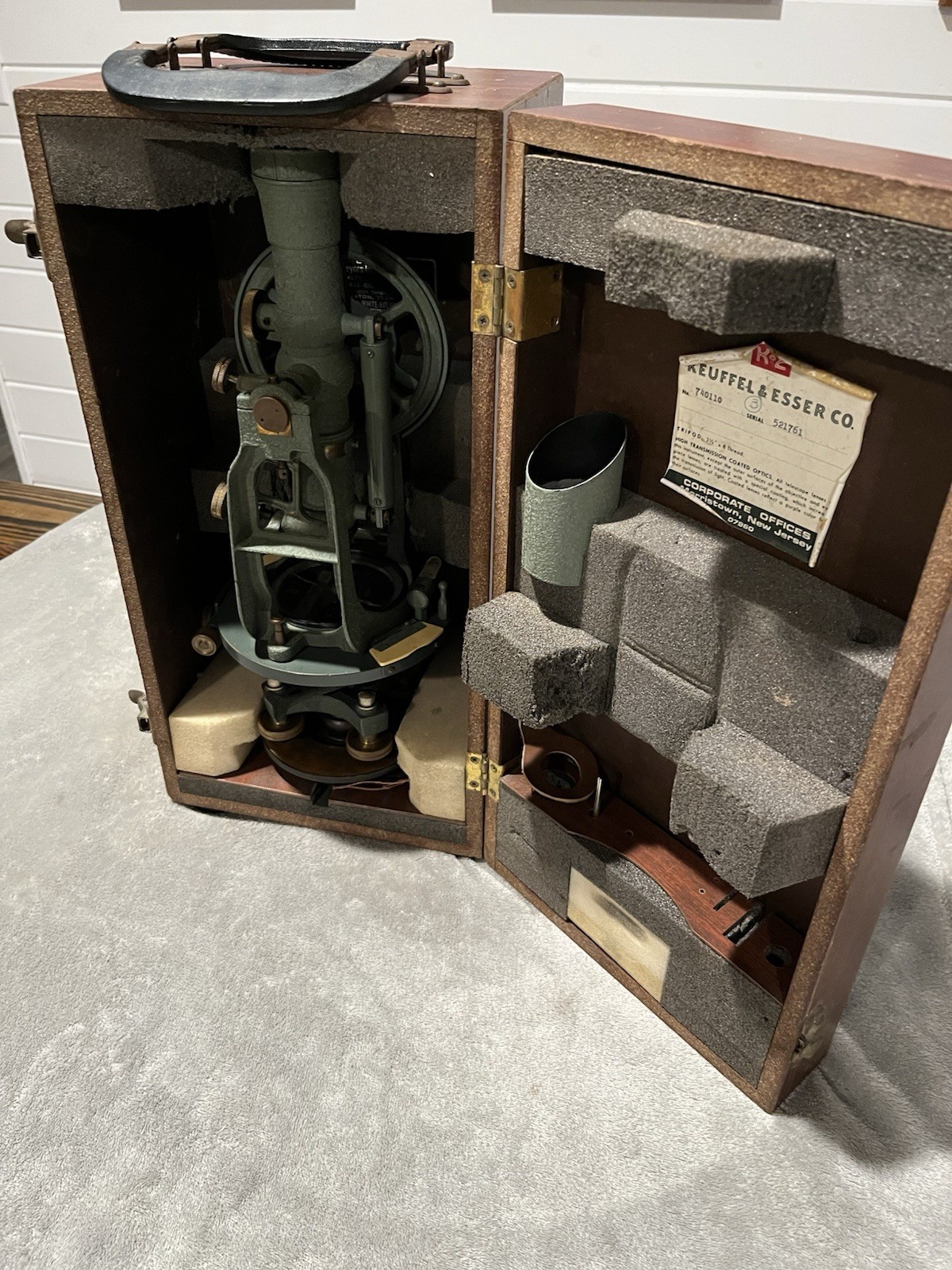 Vintage Keuffel & Esser Survey Transit Theodolite with Wood Case – K&E 
