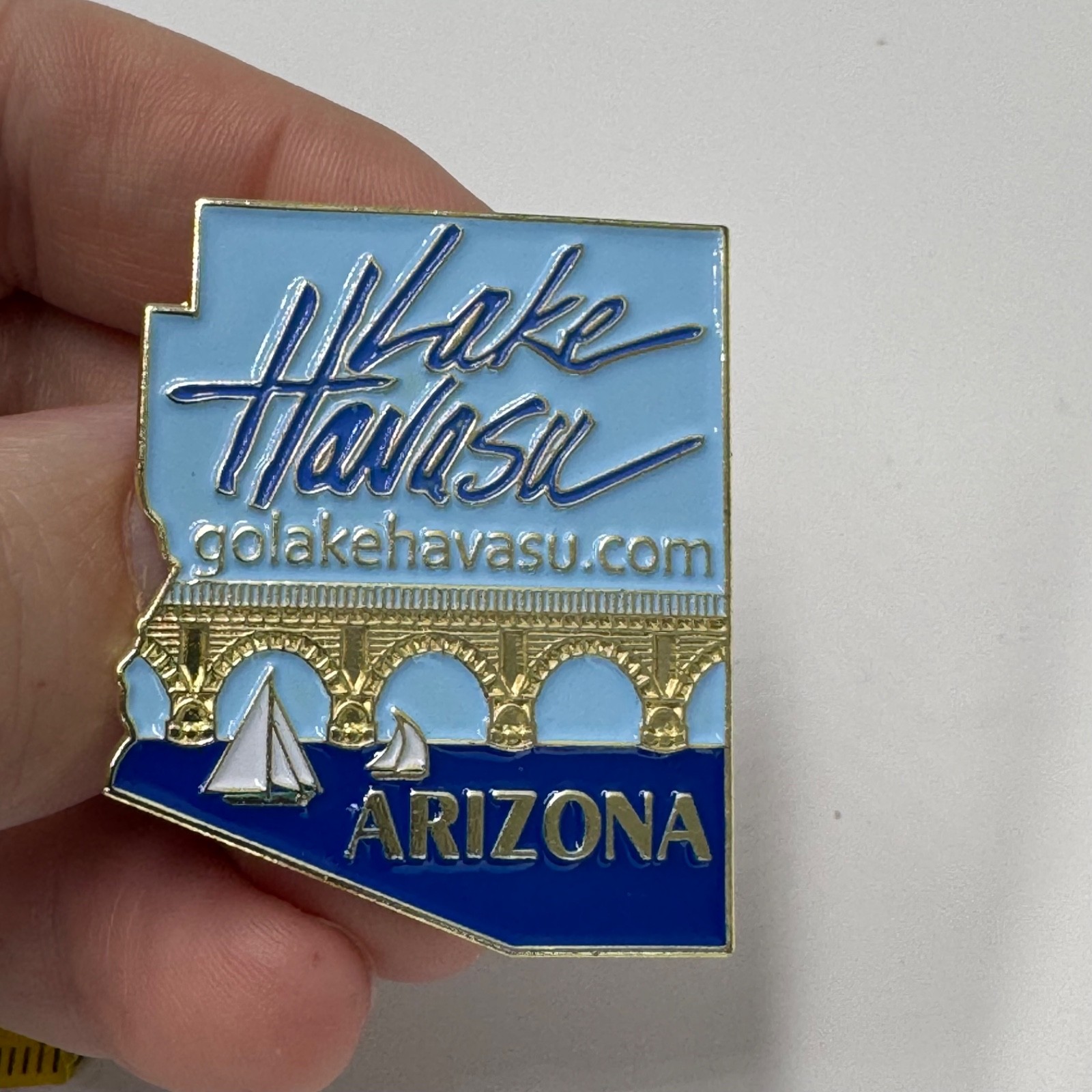 Lake Havasu Arizona State Lapel Pin Shape London Bridge SailboatsSouvenir Lake Havasu Arizona State Lapel Pin Shape London Bridge SailboatsSouvenir