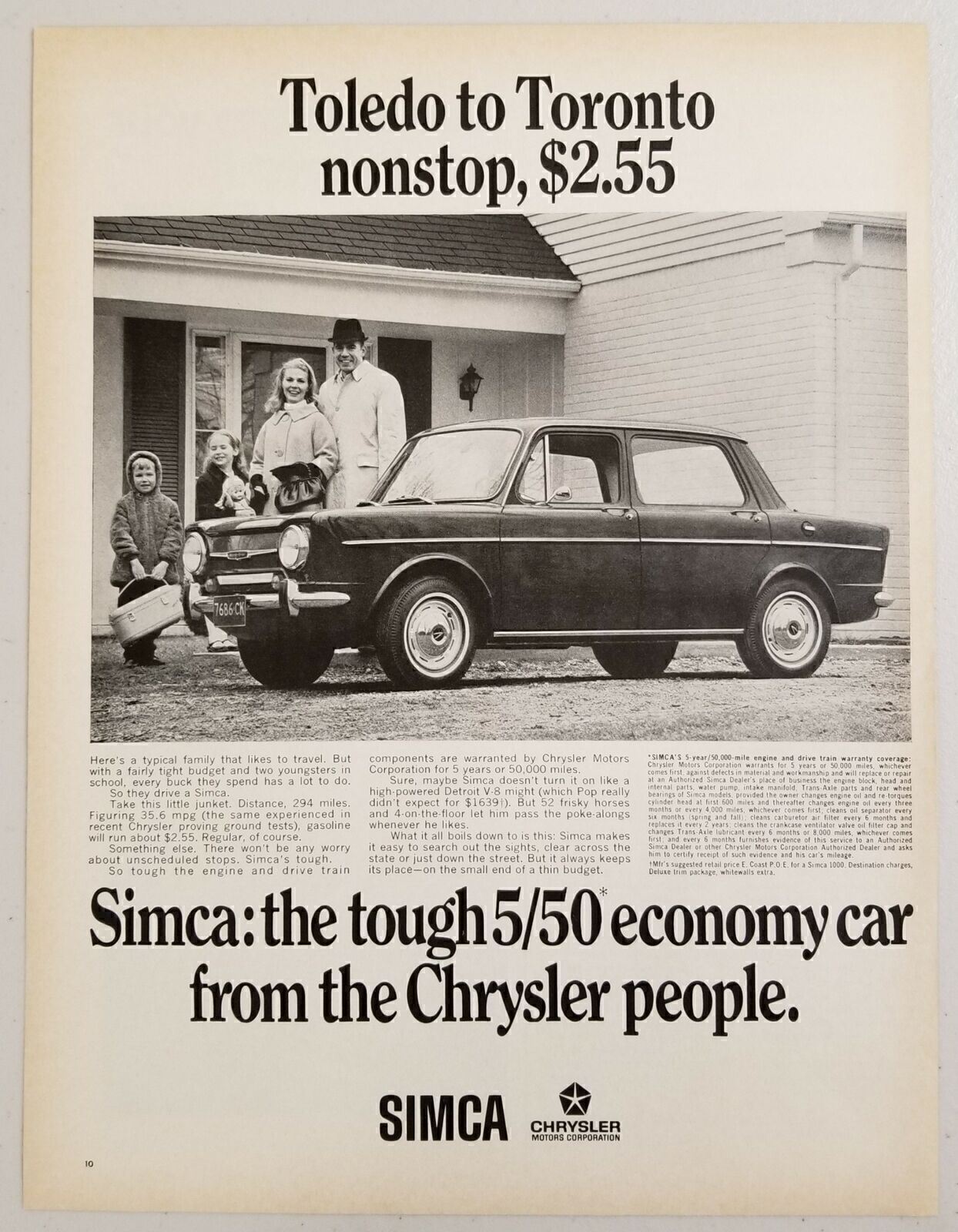 1967 Print Ad Simca 4-Door Economy Cars Chrysler Happy Family