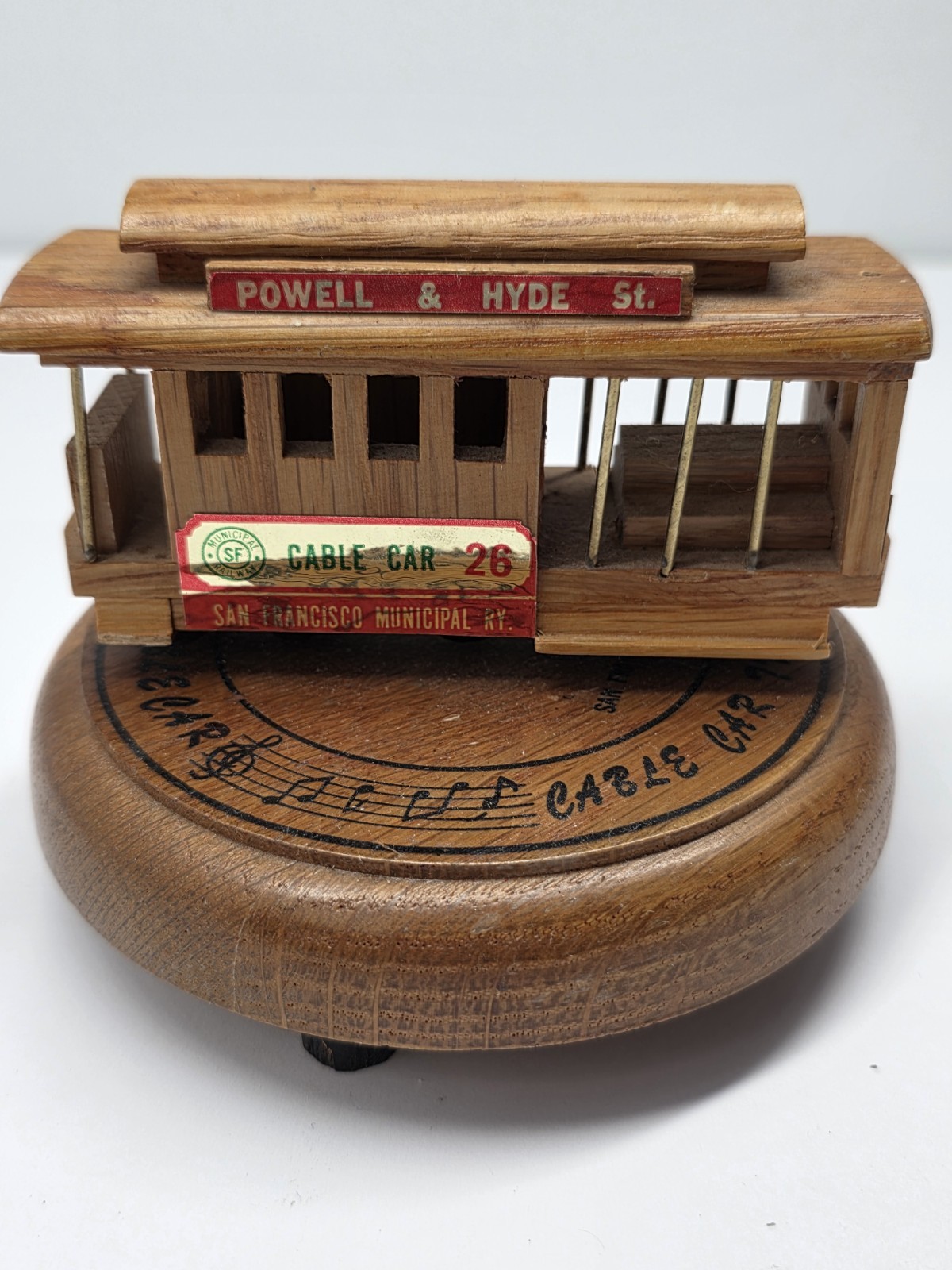 Vintage Wooden San Francisco Cable Car 26 Collectible - Music Box
