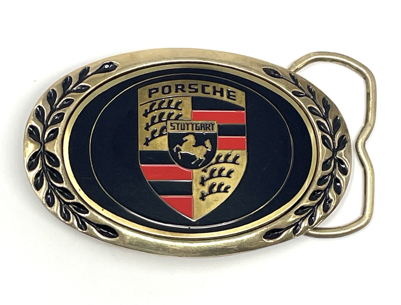 Porsche Stuttgart Solid Brass & Enamel Heritage Buckles Belt Buckle Crest Logo