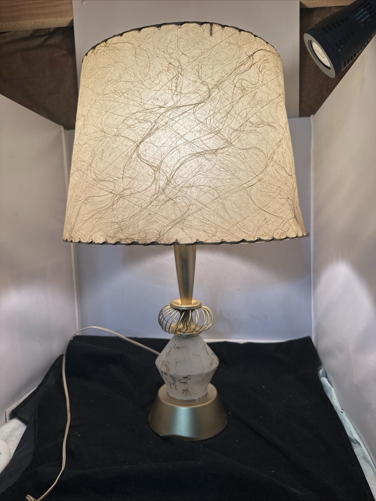 Vintage MCM Atomic Lamp with Two-Tier Fiberglass Shade ~ Really Nice