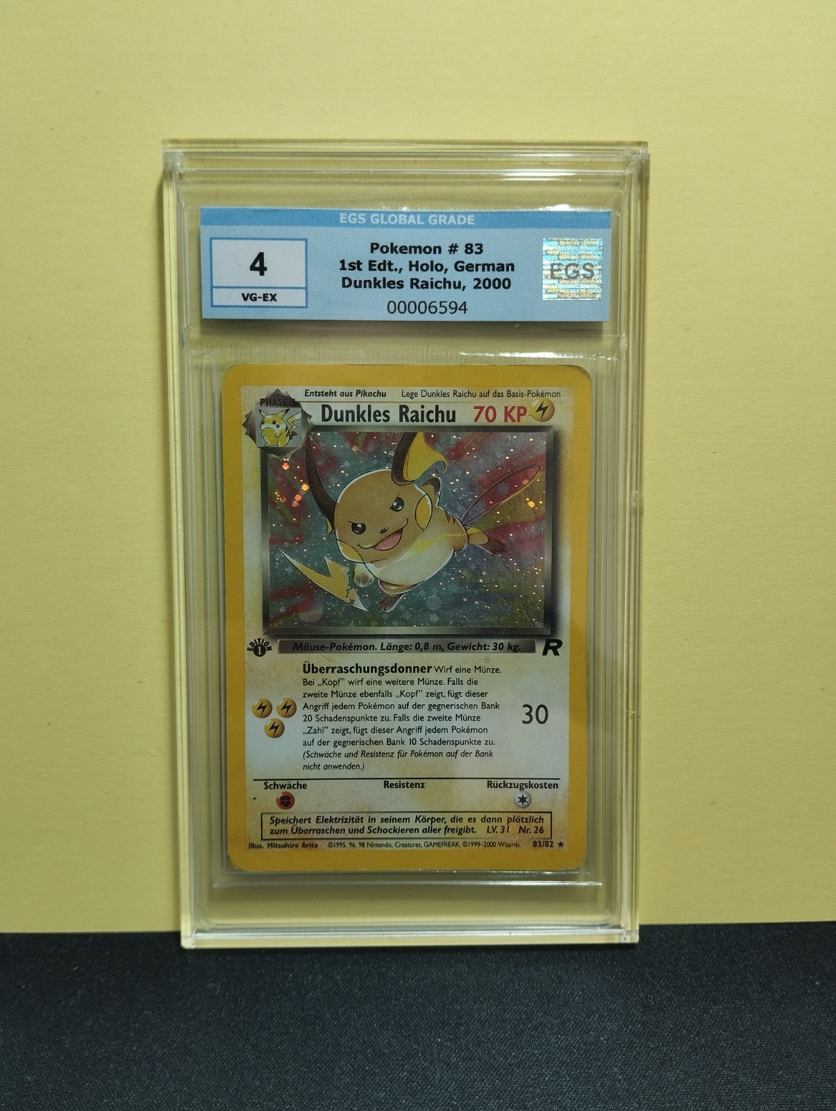 Pokemon - Dark Raichu / Dark Raichu - TR 83 - 1st EDITION - HOLO - 4 Grade EGS