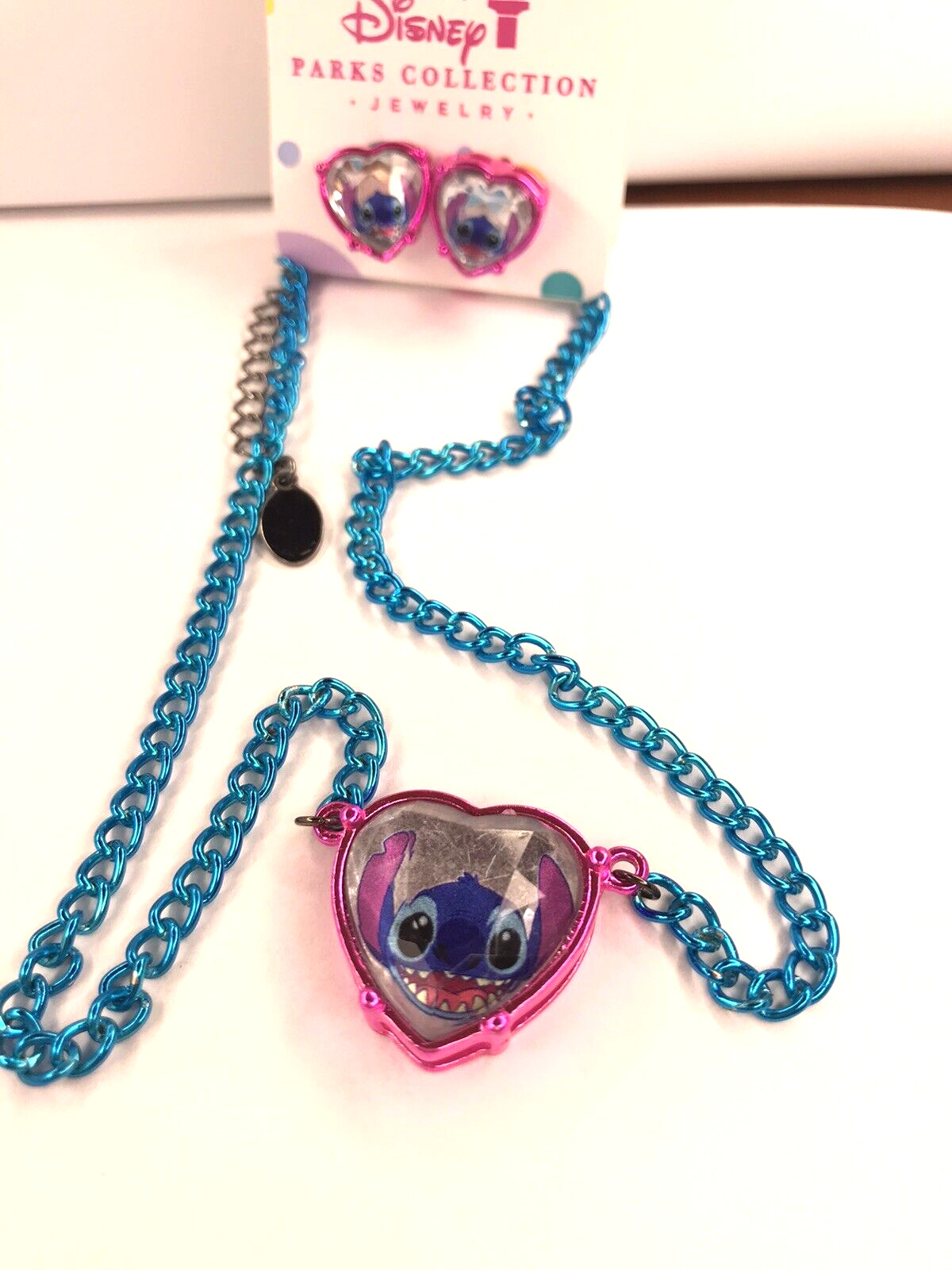 Disney Parks Collection Jewelry STITCH Heart Necklace and Earring Set Girls Kids
