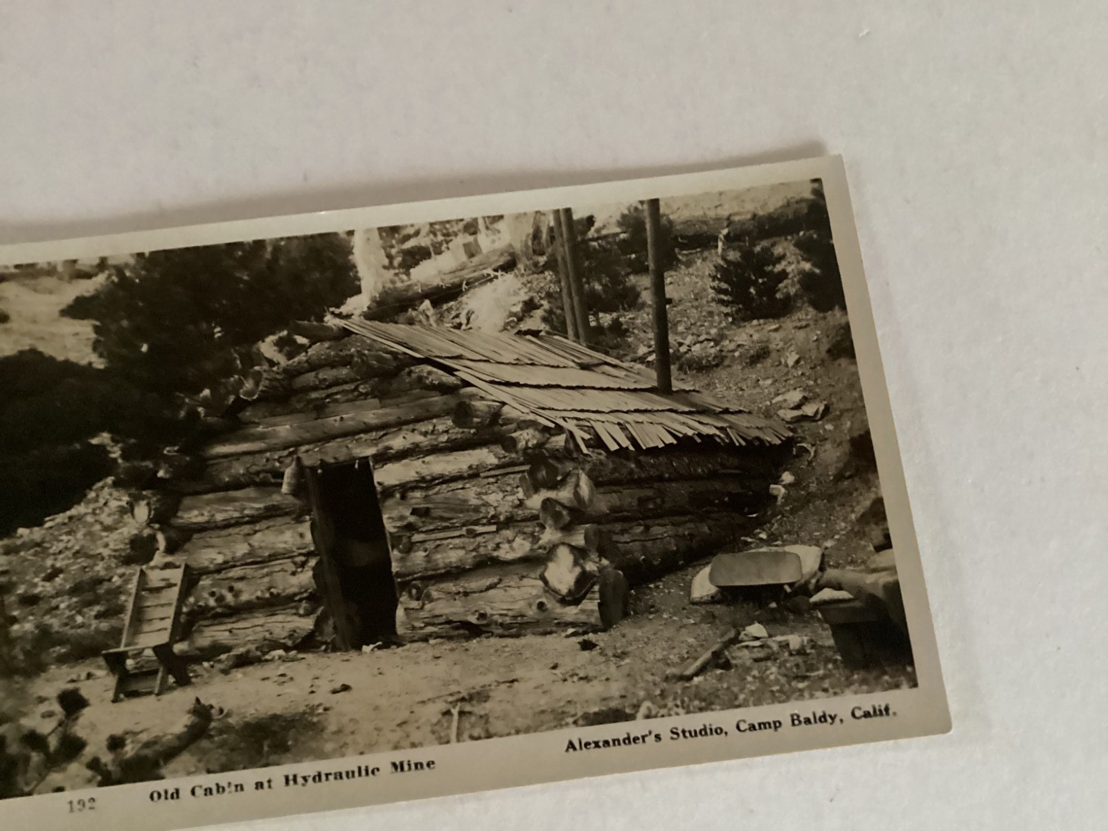 Early 1900’s RPPC of Cabin at Hydraulic Mine, Camp Baldy, CA. Early 1900’s RPPC of Cabin at Hydraulic Mine, Camp Baldy, CA.