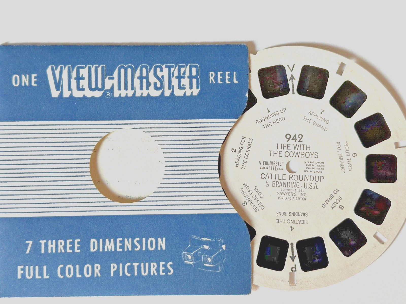 Vintage 1951 LIFE With COWBOYS Cattle ROUNDUP & BRANDING View-Master Reel #942