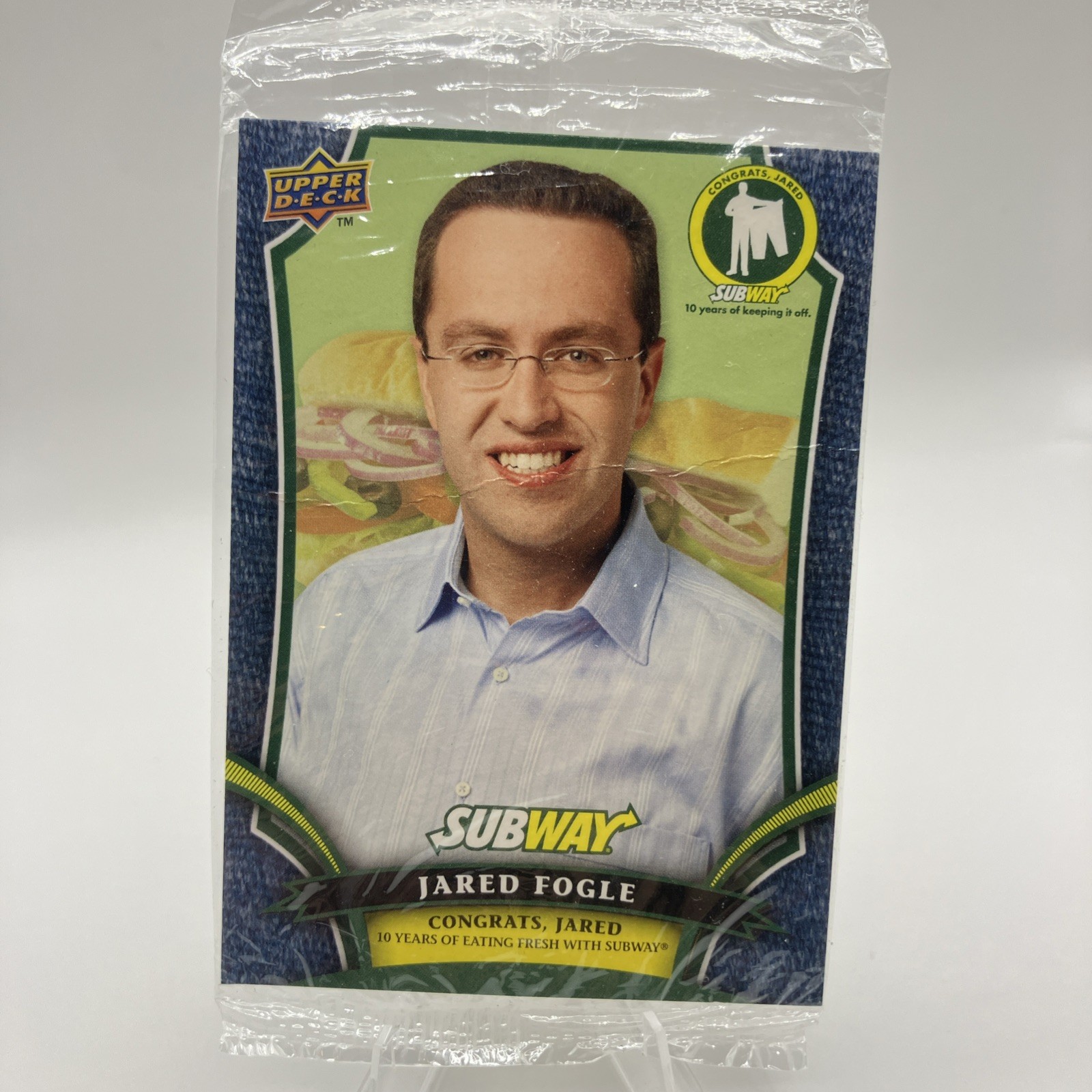 2008 Upper Deck JARED FOGLE RC SUBWAY EXTREMELY RARE new wrap crease in middle 2008 Upper Deck JARED FOGLE RC SUBWAY EXTREMELY RARE new wrap crease in middle