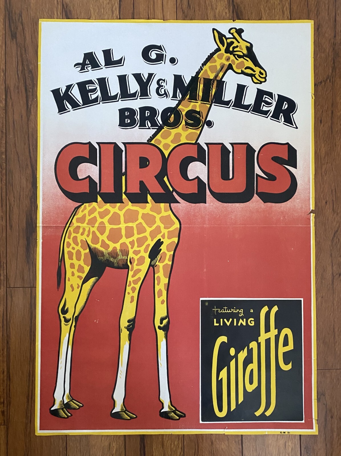 1950s Al G Kelly & Miller Bros Circus Poster GIRAFFE 26\