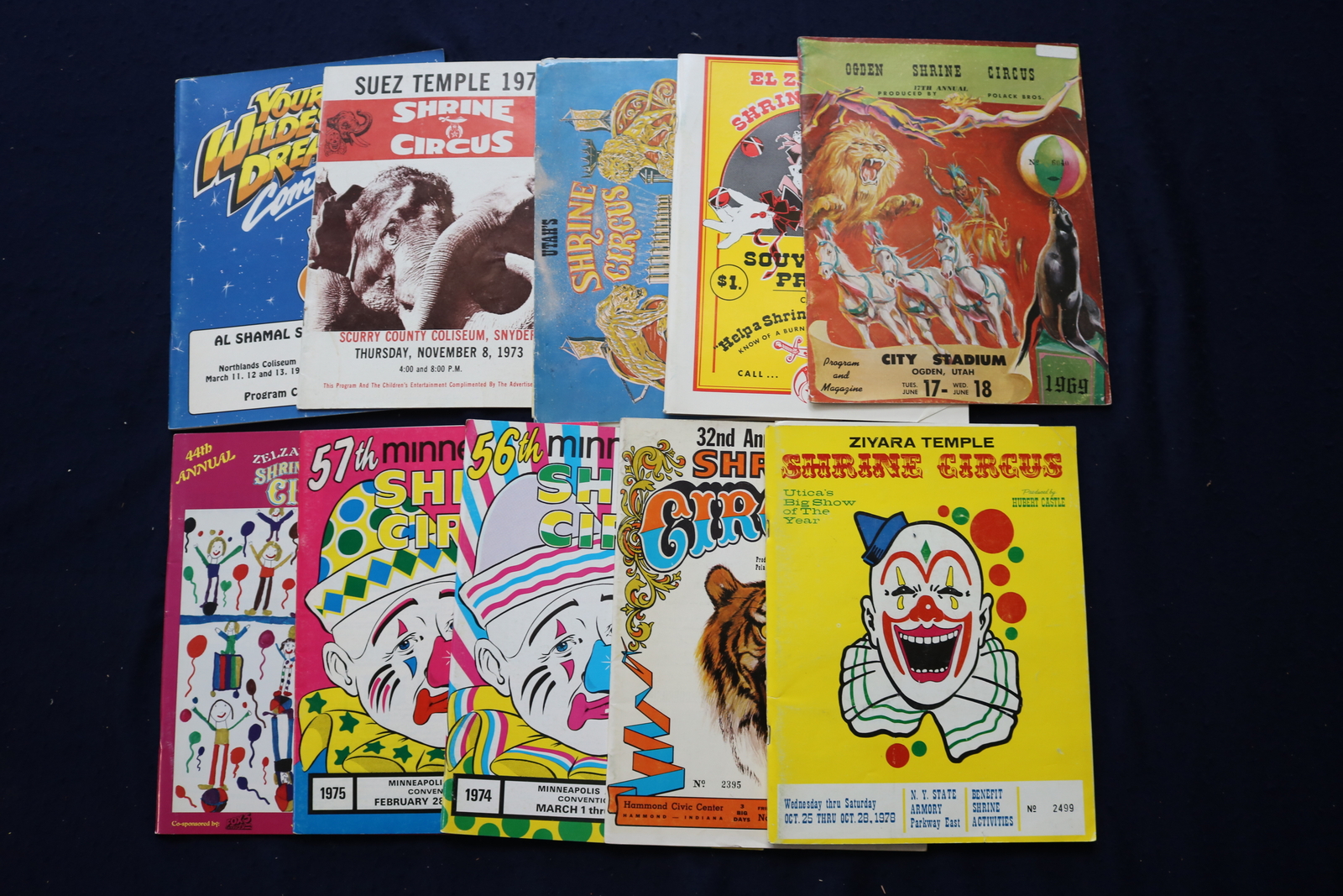 1960\'S-1990\'S SHRINE CIRCUS PROGRAMS - LOT OF 11 - O 3640 1960\'S-1990\'S SHRINE CIRCUS PROGRAMS - LOT OF 11 - O 3640