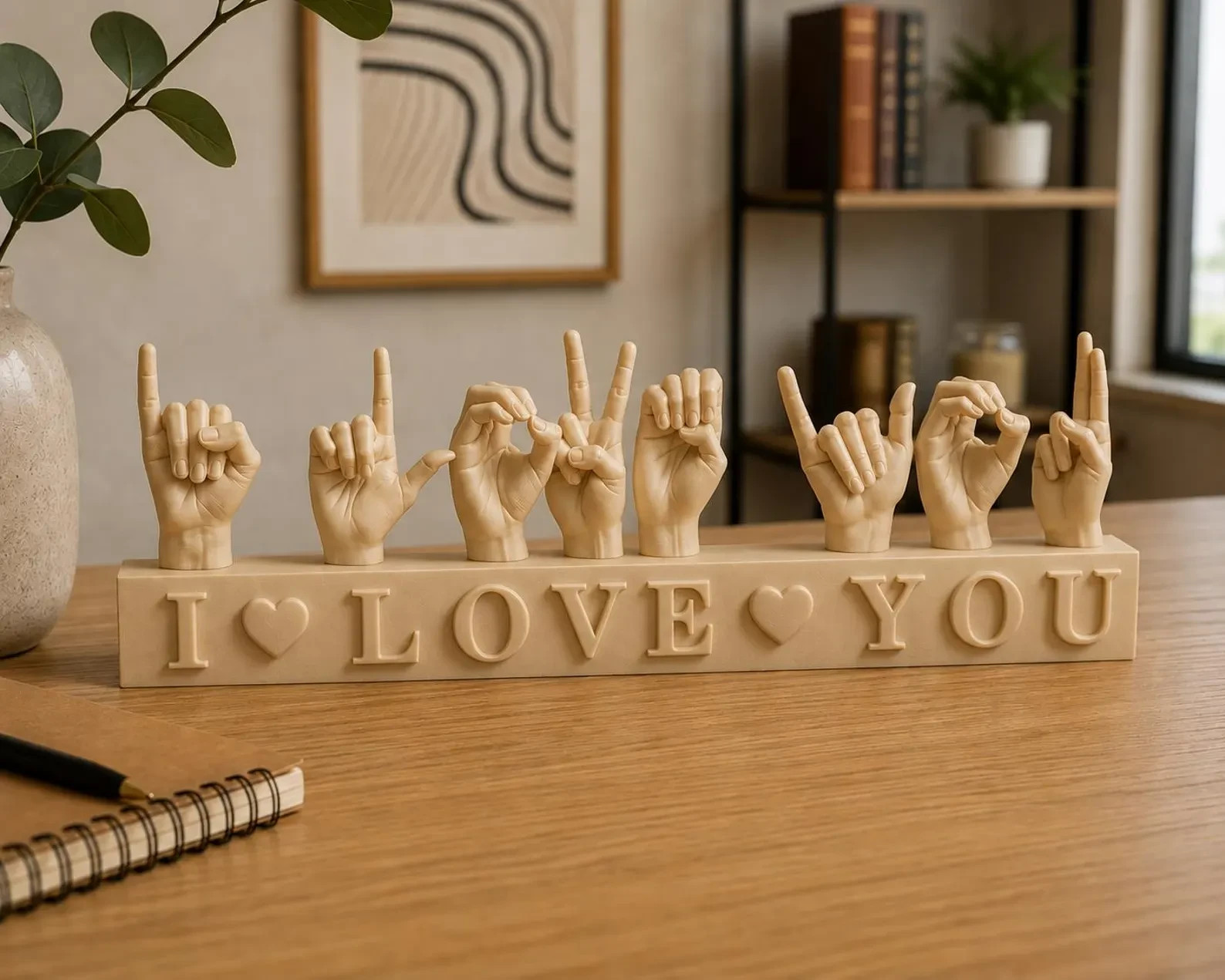 ASL I Love You Sign Sculpture - American Sign Language Decor