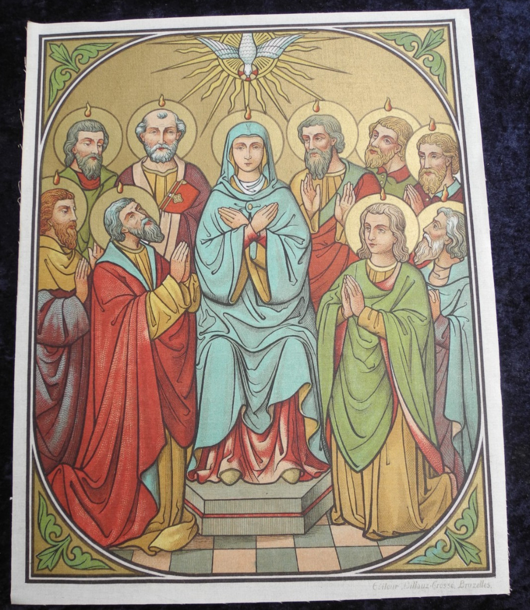 ANTIQUE CATHOLIC BROCADE FABRIC BANNER IMAGE THE DESCENT OF THE HOLY SPIRIT ANTIQUE CATHOLIC BROCADE FABRIC BANNER IMAGE THE DESCENT OF THE HOLY SPIRIT