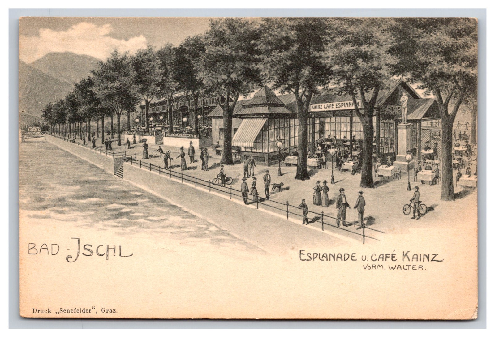 Esplanade And Café Kainz In Bad Ischl, Austria Postcard