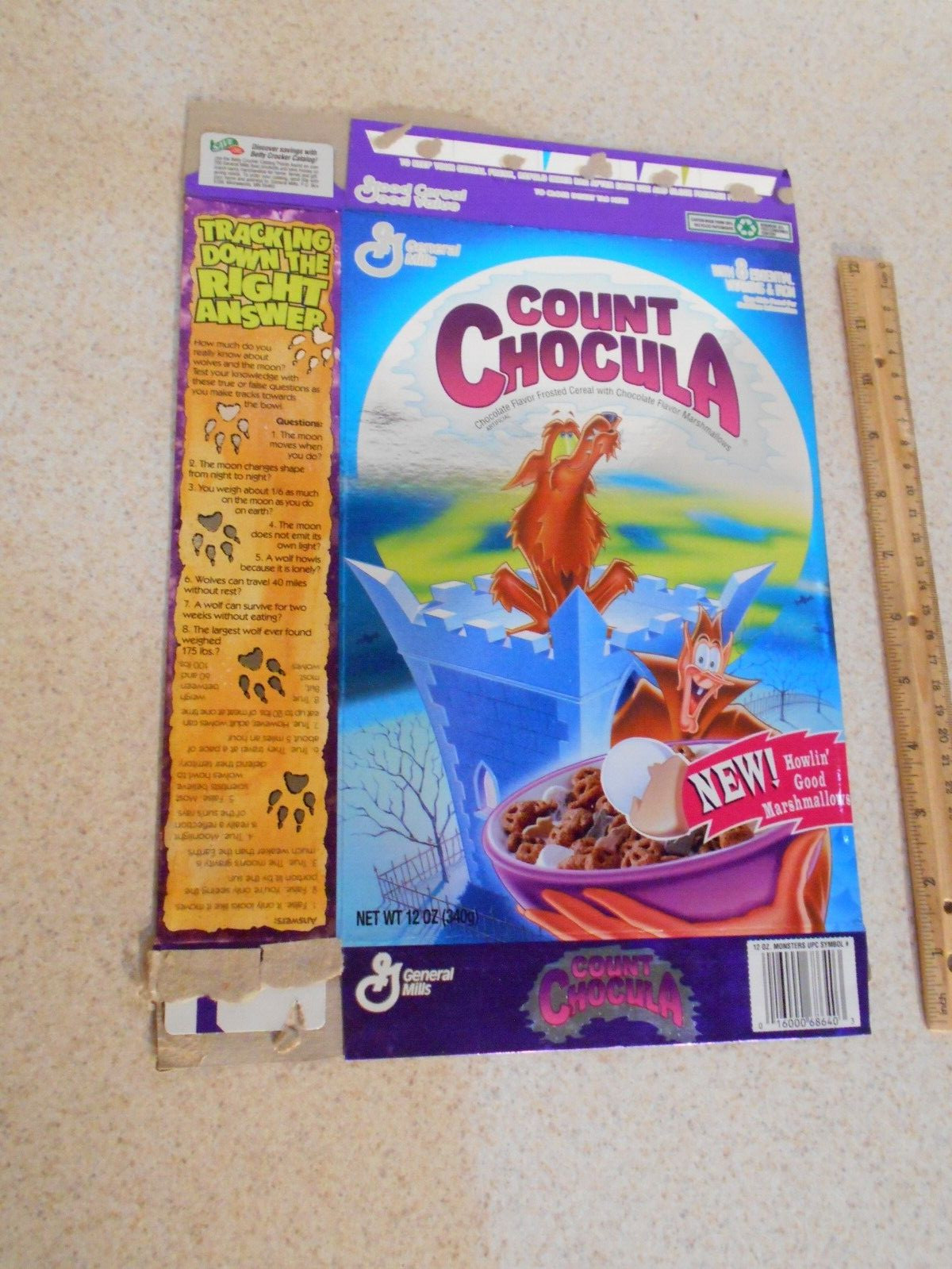 Vintage Collectible Cereal Box, COUNT CHOCULA Howlin Wolf, Fruit Brute ? 1994 Vintage Collectible Cereal Box, COUNT CHOCULA Howlin Wolf, Fruit Brute ? 1994