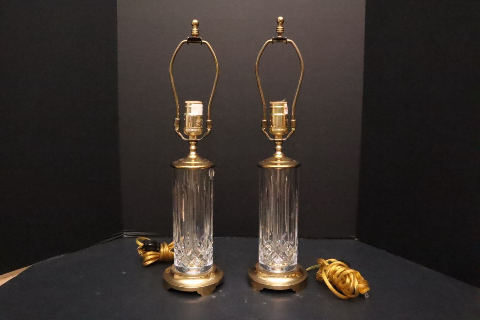 Pair Waterford Lismore Crystal Table Lamps Ireland 20