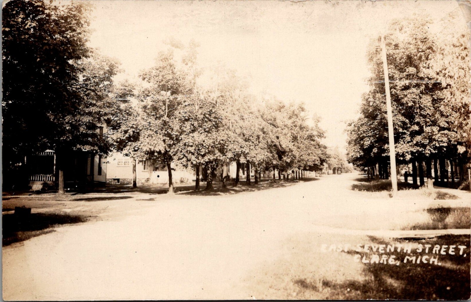 Postcard Clare, Michigan; East Seventh Street, 1918-1930 RPPC, Real Photo AZO Ad Postcard Clare, Michigan; East Seventh Street, 1918-1930 RPPC, Real Photo AZO Ad
