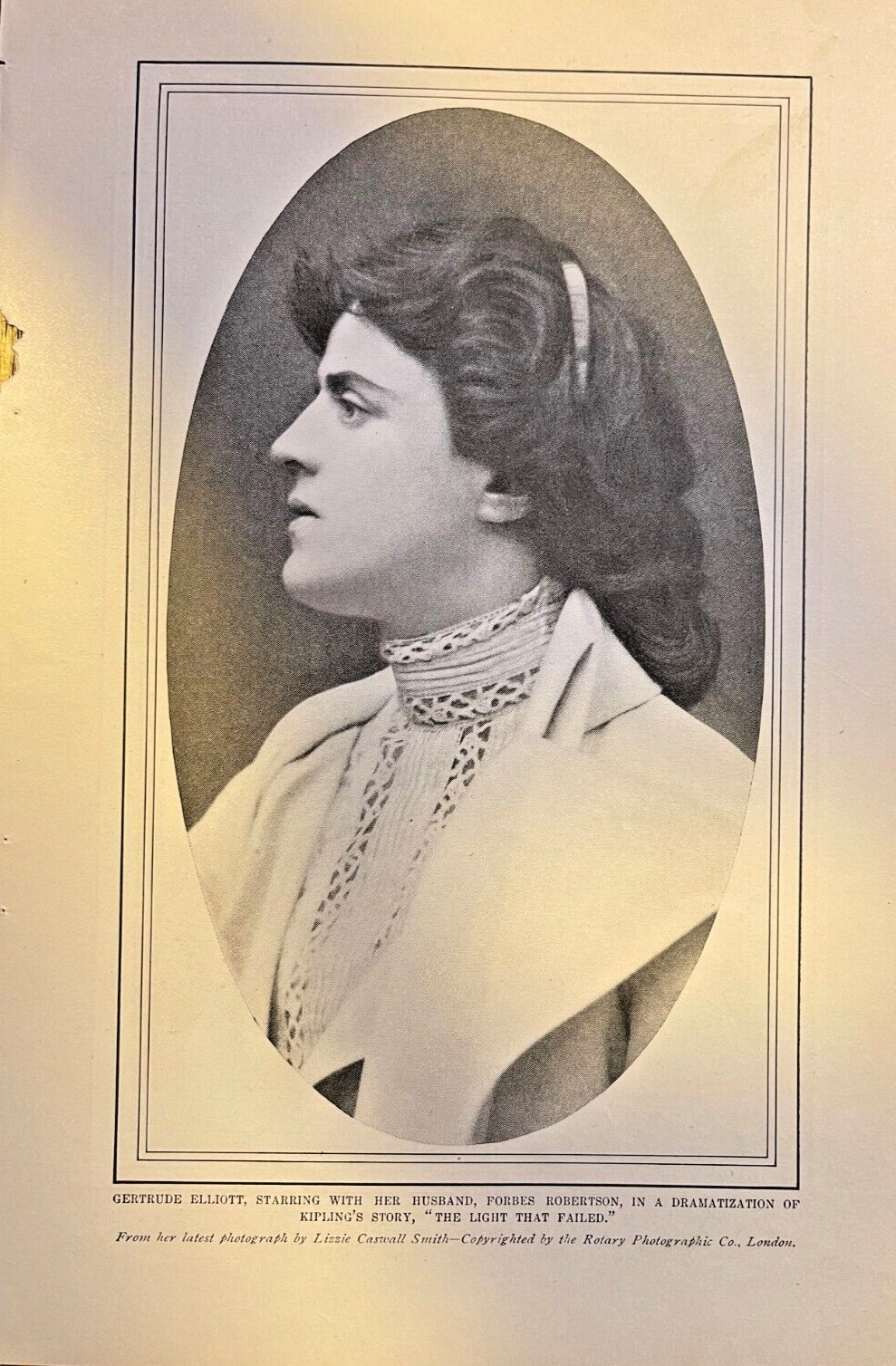 1903 Vintage Magazine Illustration Actress Gertrude Elliott