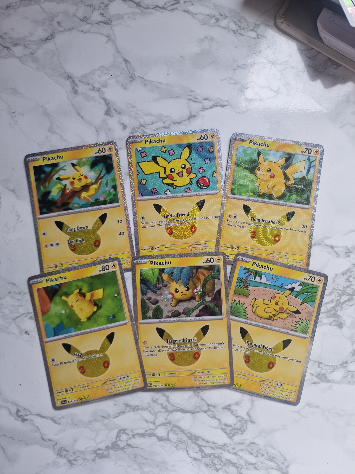 Pokemon Company Celebrations Pikachu Holo 6-Card Lot English 30th Celebration