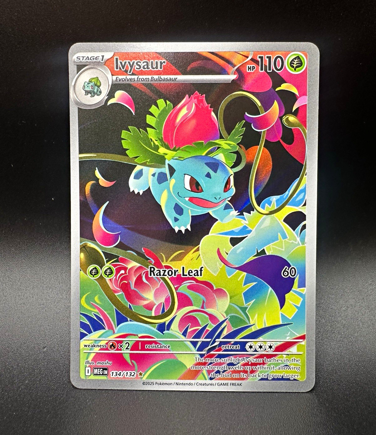 2025 Pokémon TCG English Ivysaur 134/132 ME01 Secret Rare Full Art Holo 110HP